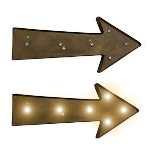 Vintage-Style LED Arrow Marquee Sign - Rustic Metal Lighted Wall Decor